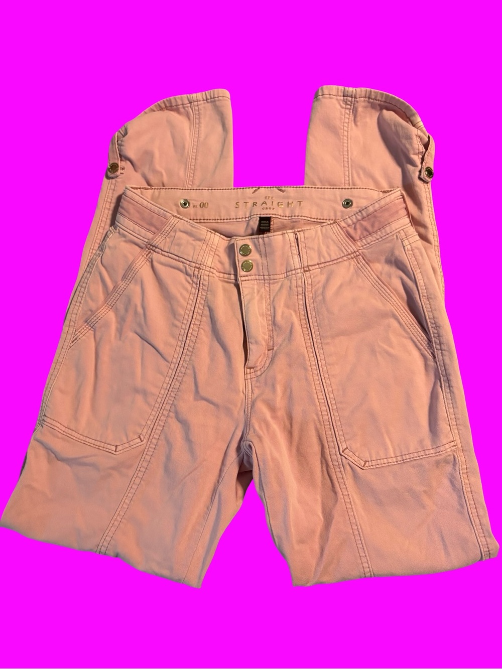 White House Black Market Lavender Pink Cotton Straight Crop Pants Size 00